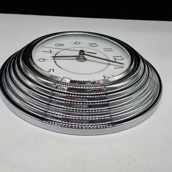 Kitchen Shades Wall Clock With Ribbed Silver Chrome Frame With Convex Glass 8.5" - Picture 7 of 9